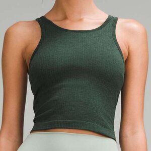 Lululemon Ebb to Street Cropped Racerback Tank Top in Legacy Green